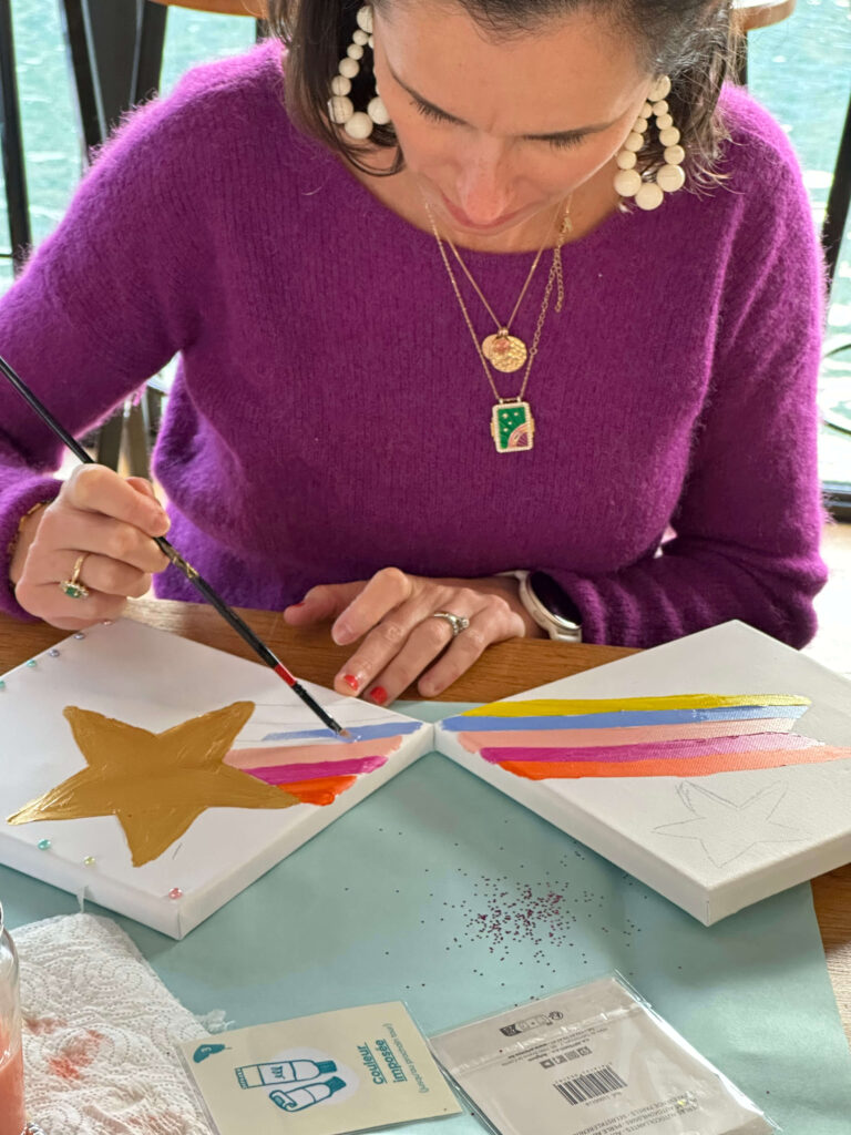 Peinture en cours atelier cohésion d'équipe Danone